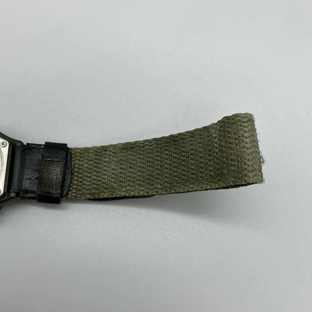 Vintage Casio Forester FT-500 Mens Watch 41mm Beige Dial Green Strap New Battery